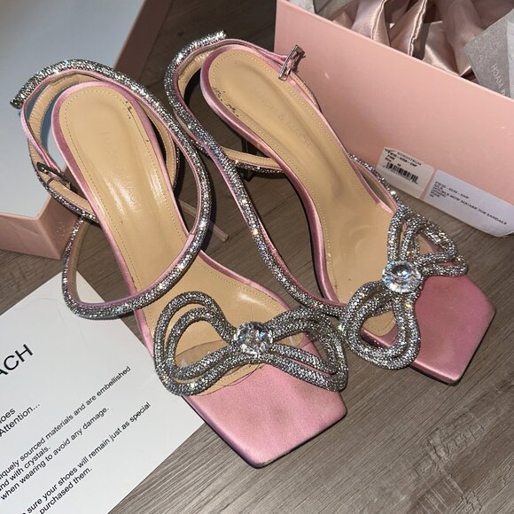 Mach & Mach Crystal Double Bow Square Toe Sandals - Picture 1 of 7